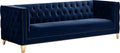 Navy Velvet Sofa with Gold Nailhead Trim R827994