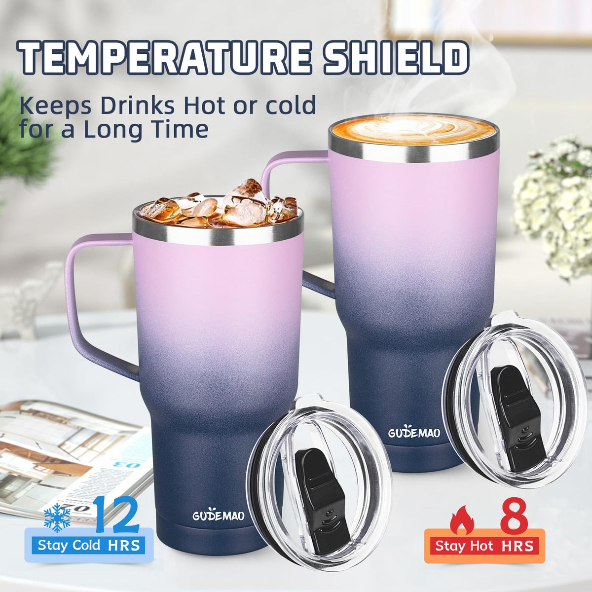 20 oz Insulated Stainless Steel Travel Mug with Handle Lid and Straw Z708
