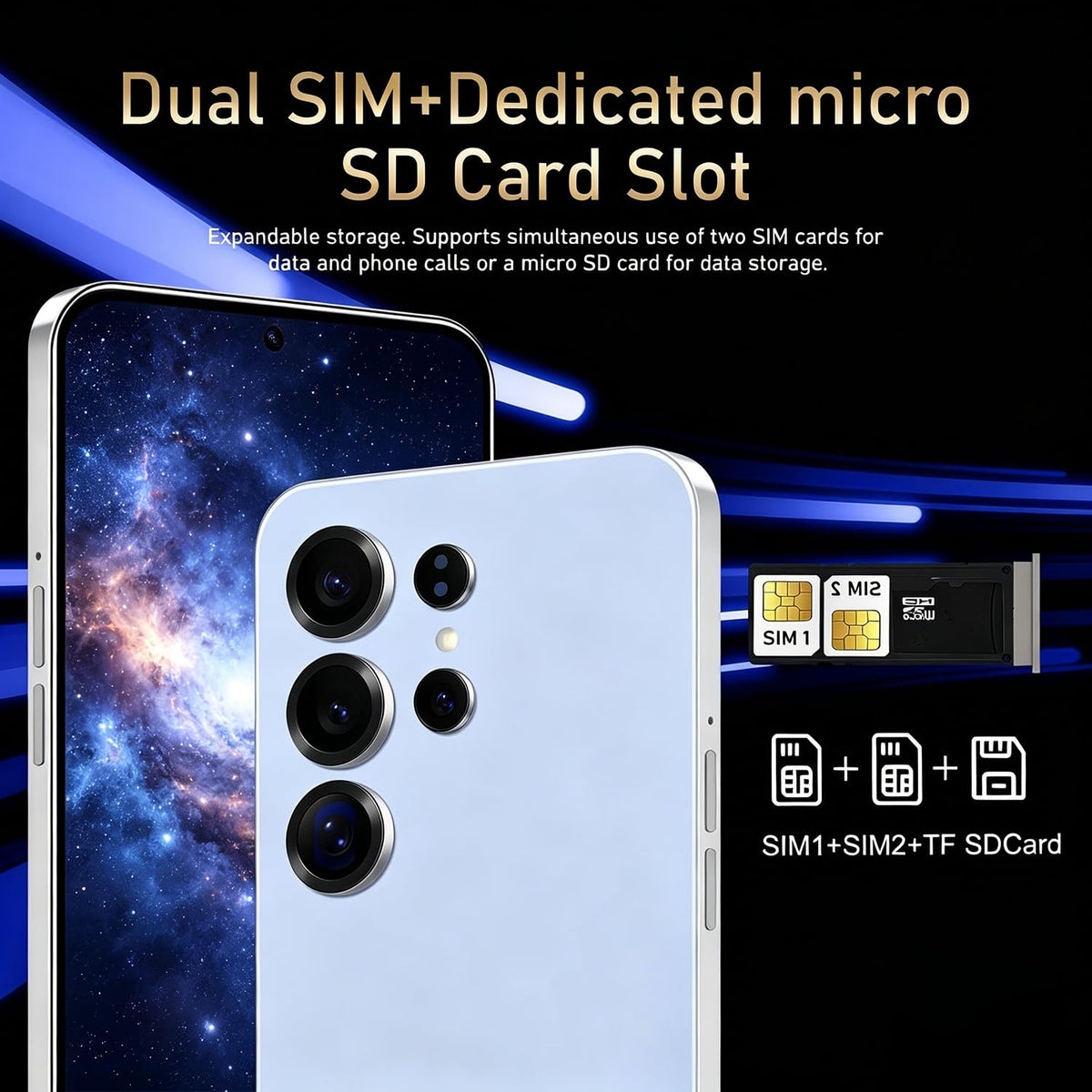4G Unlocked Android Smartphone 6.6'' HD+ Display 4GB RAM 32GB ROM Black D4432