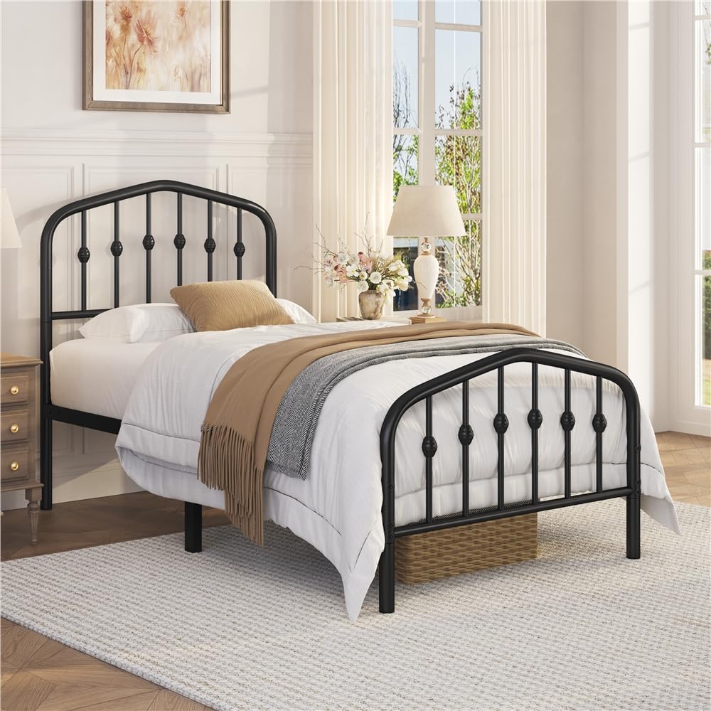 Twin Metal Bed Frame with Victorian Headboard M594432