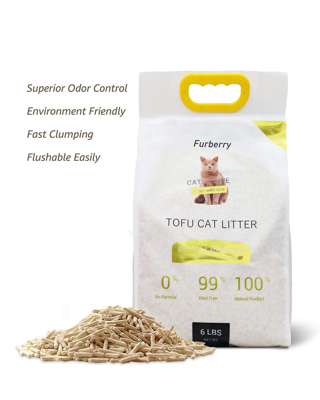 Natural Soy Tofu Cat Litter, Clumping, Flushable, Unscented, 2 Pack W125