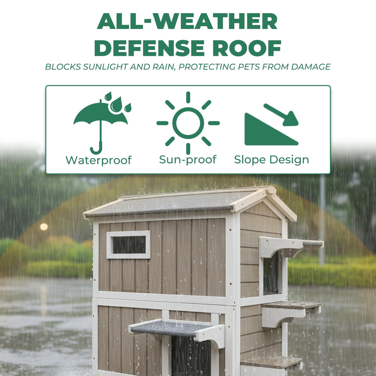 Insulated 2-Story Outdoor Cat House V1141