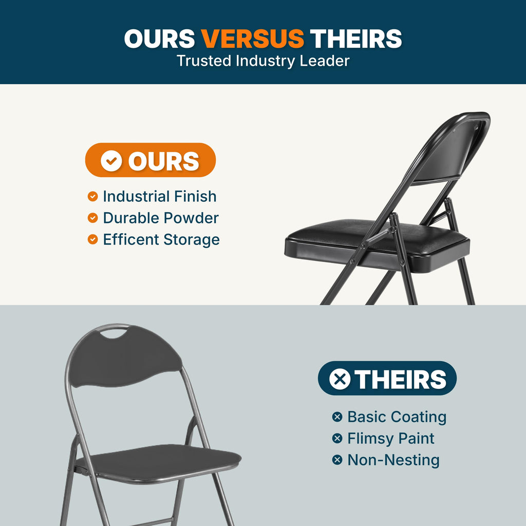 Black Vinyl Padded Steel Folding Chairs 4-Pack U601