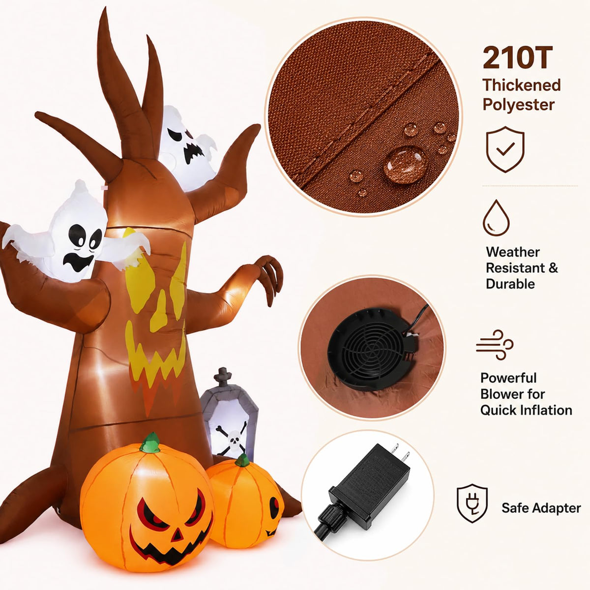 8FT Inflatable Ghost Tree Decoration H516347