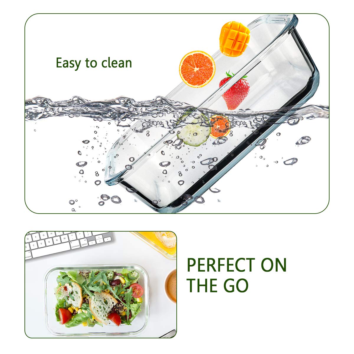 30 oz Glass Food Storage Containers with Lids H766