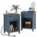 Farmhouse Nightstand with Charging Station Set of 2 O439480