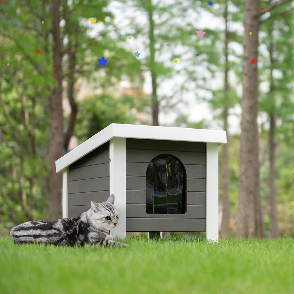 Outdoor Cat House Weatherproof HDPE Grey Medium R4186