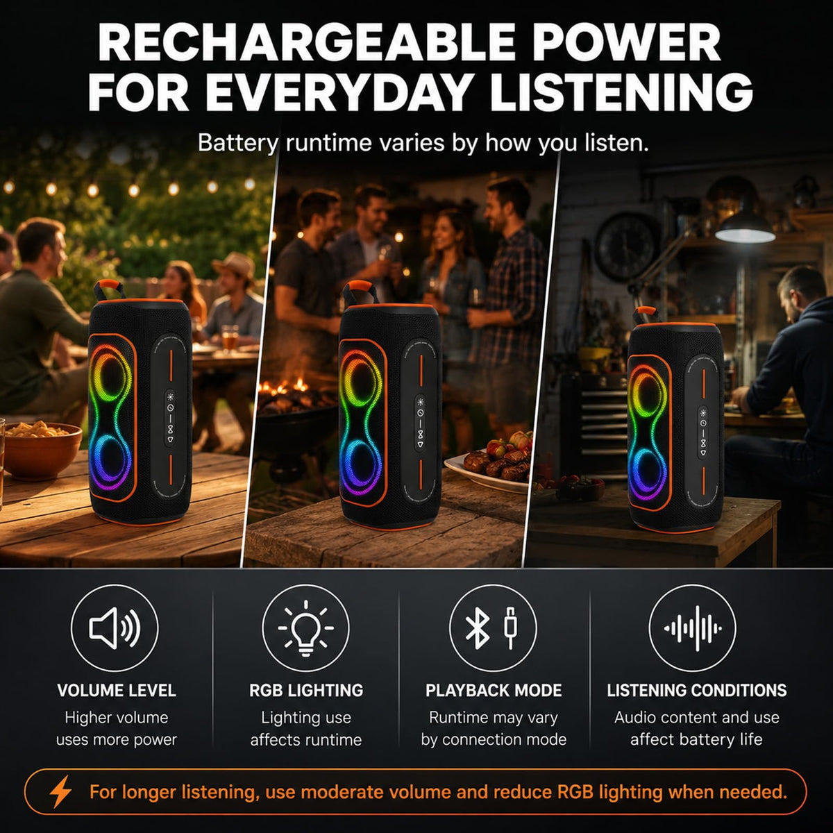 Black 80W Portable Bluetooth Speaker T275