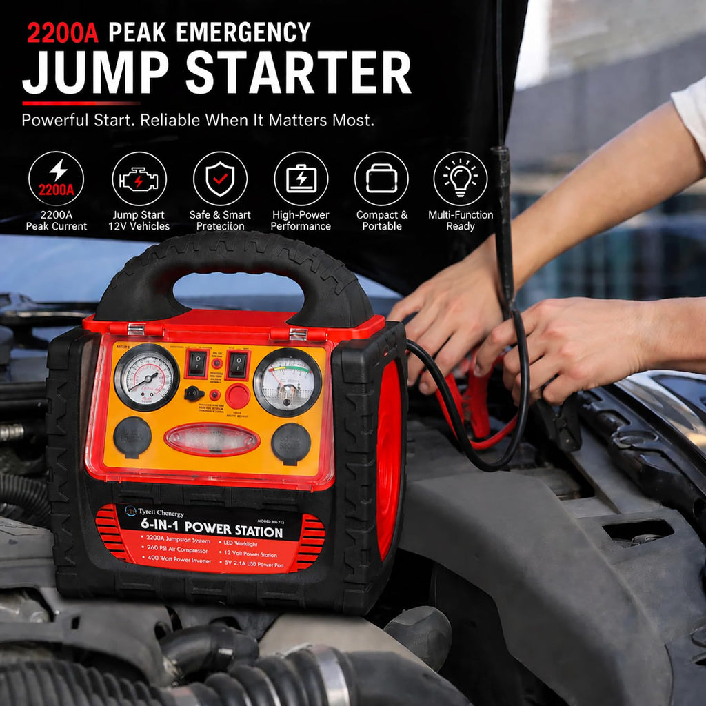 2200 Amp Car Jump Starter with Air Compressor G6387