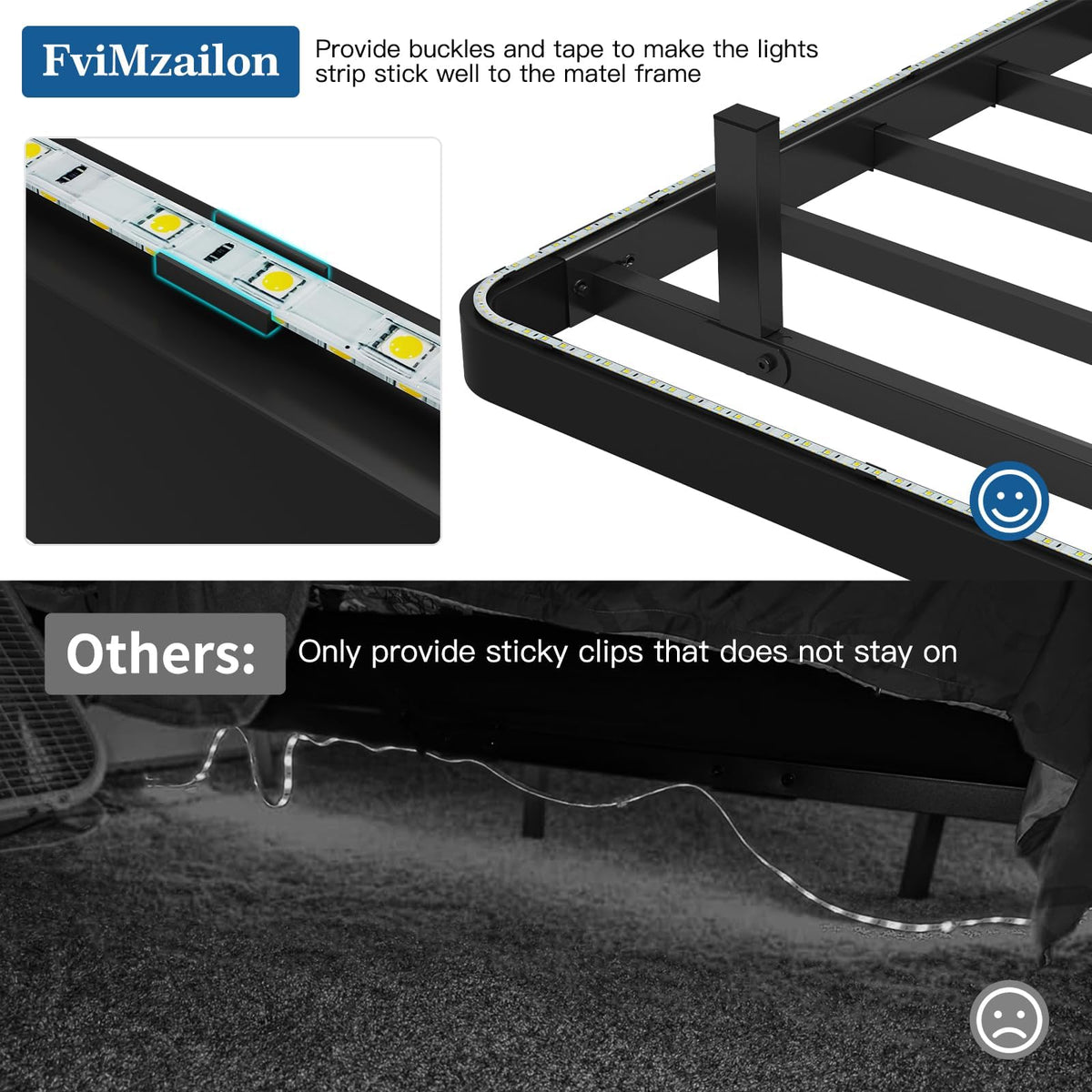 Full Size Floating Platform Bed Frame with LED Lights & Charging Station T529