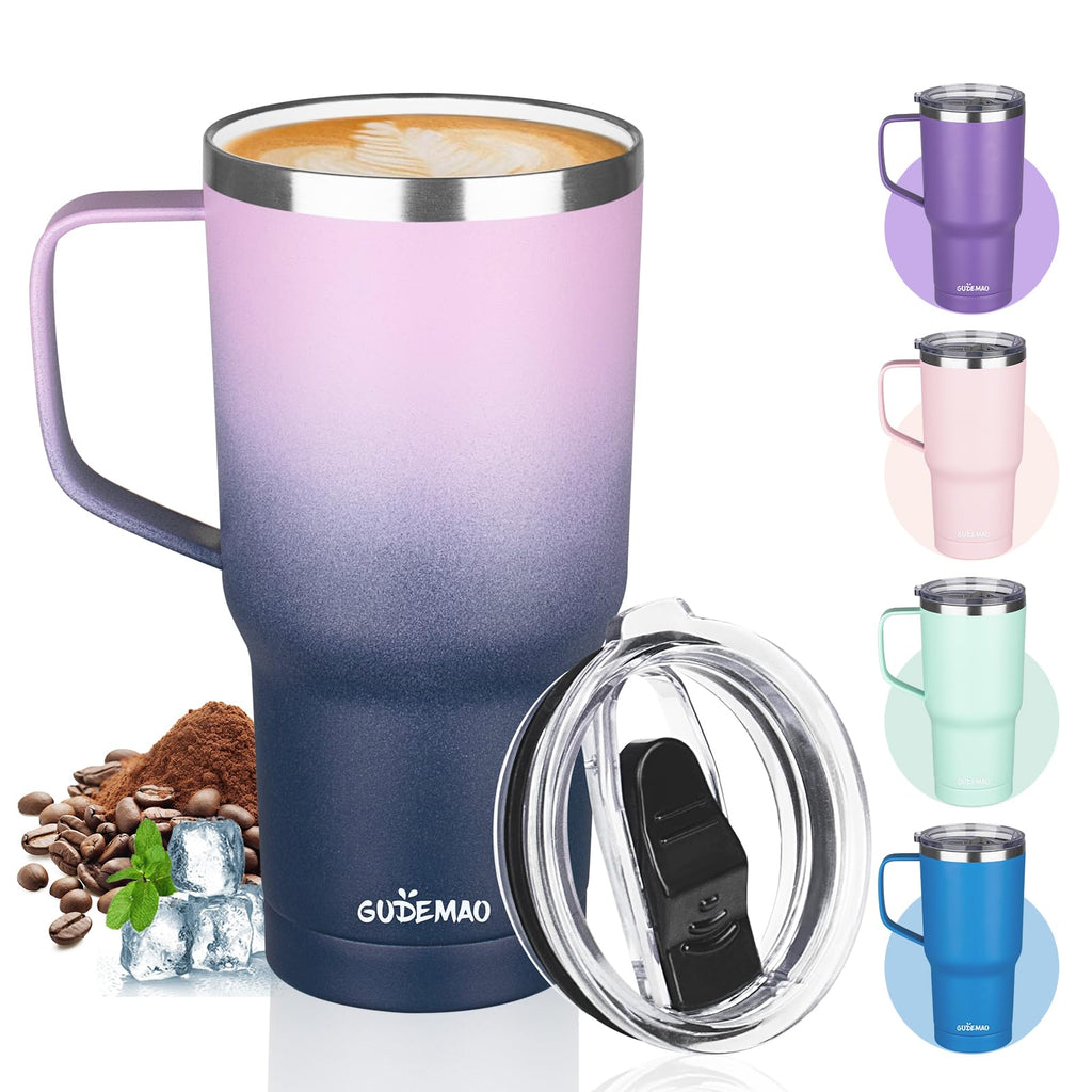 20 oz Insulated Stainless Steel Travel Mug with Handle Lid and Straw Z708