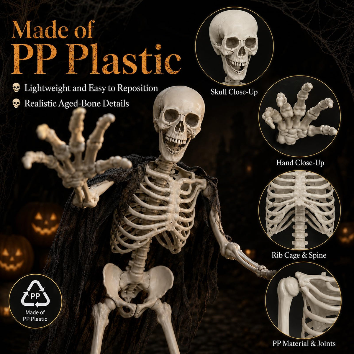5.4 ft Full Body Plastic Skeleton Prop Z15489