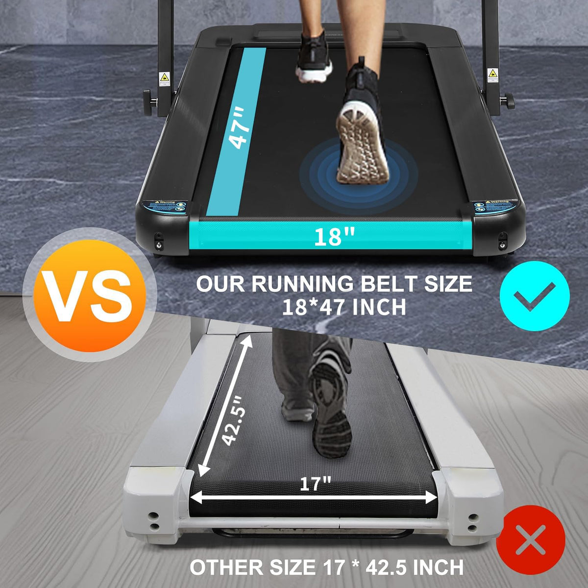 Foldable Treadmill with 18" Wide Running Belt J7169