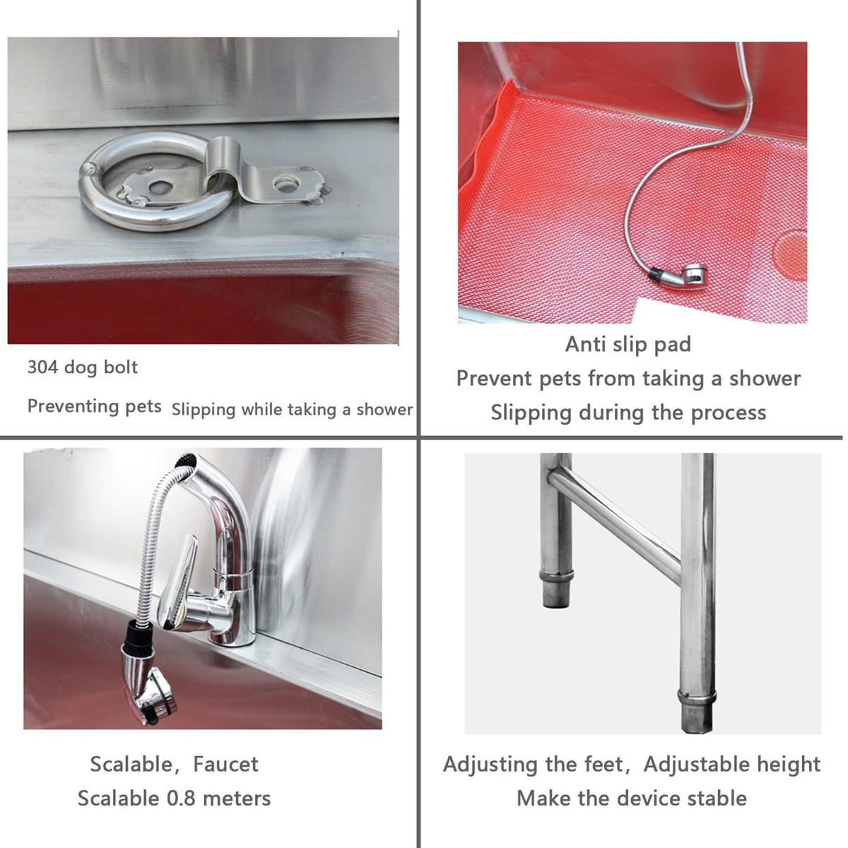 Stainless Steel Dog Grooming Bathtub with Faucet N57141