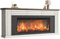 70'' TV Stand with 42'' Electric Fireplace, 3 Drawers, Distressed White J783