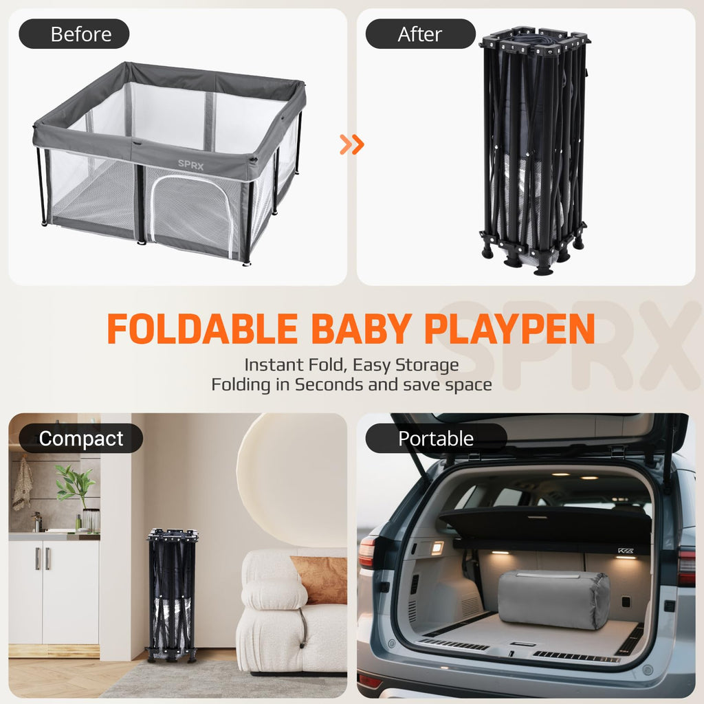 Foldable Baby Playpen with Mat and Travel Pack P66807