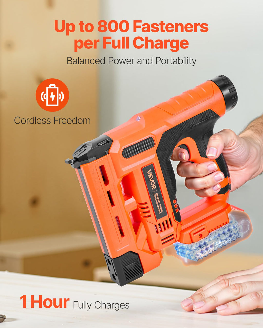 Cordless 2-in-1 18 Gauge Nail Gun Staple Gun E8015