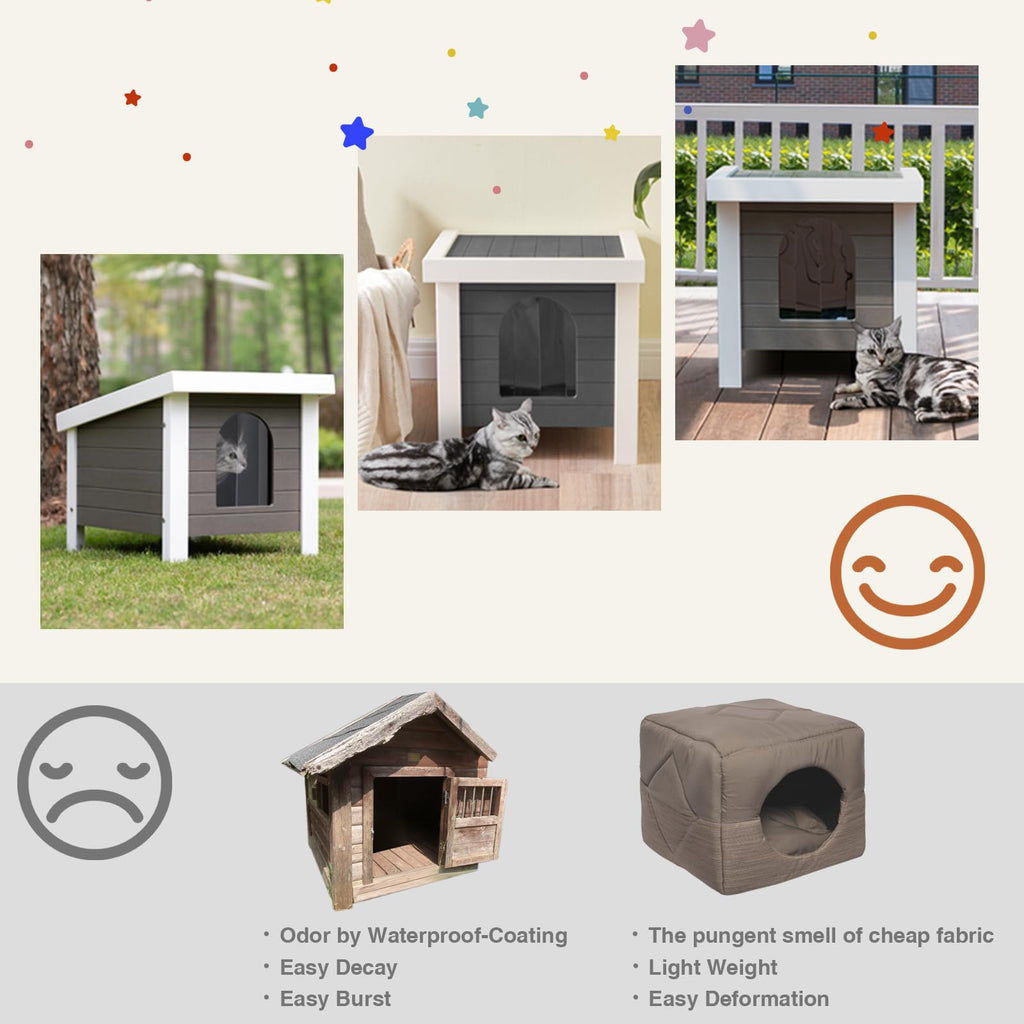 Outdoor Cat House Weatherproof HDPE Grey Medium R4186