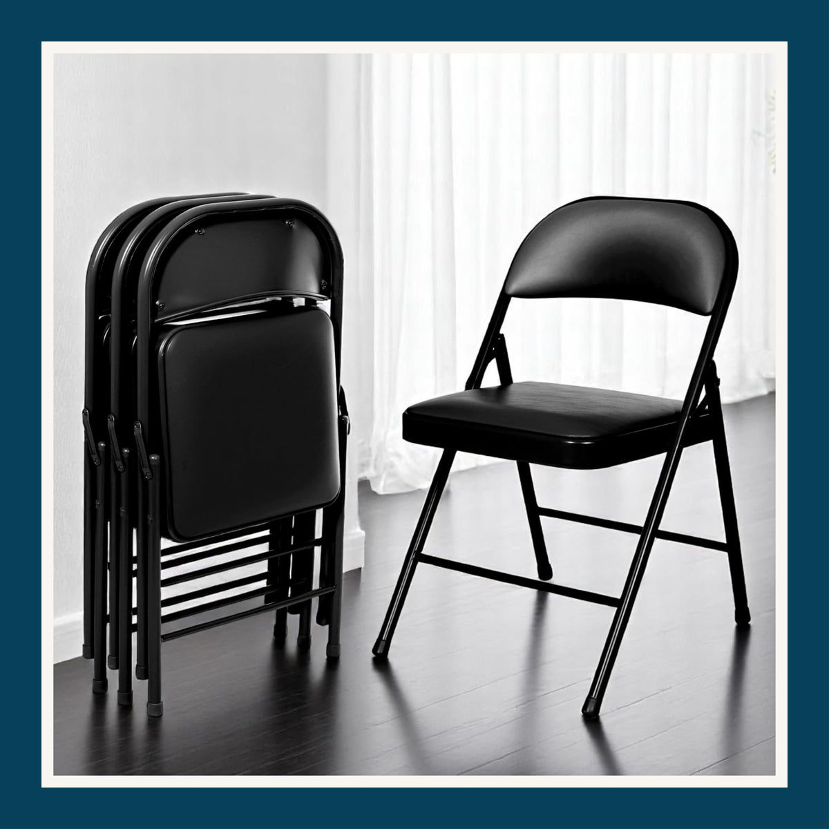 Black Vinyl Padded Steel Folding Chairs 4-Pack U601