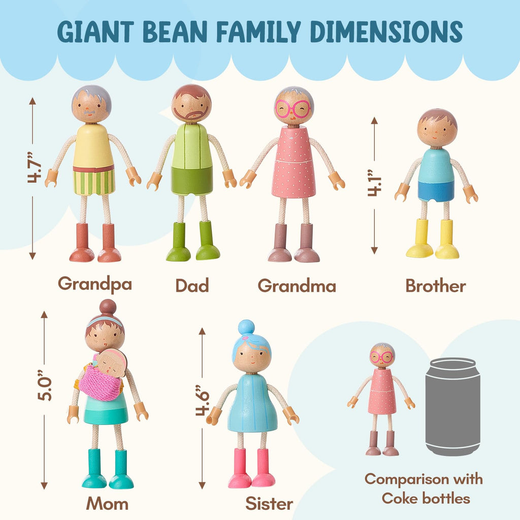 Wooden Family Dolls Set of 7 F12130