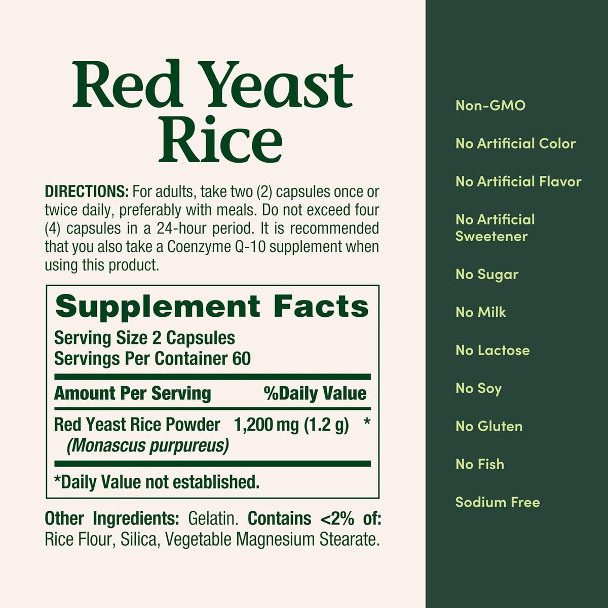 Red Yeast Rice 600mg 120 Capsules Pack of 2 F4530