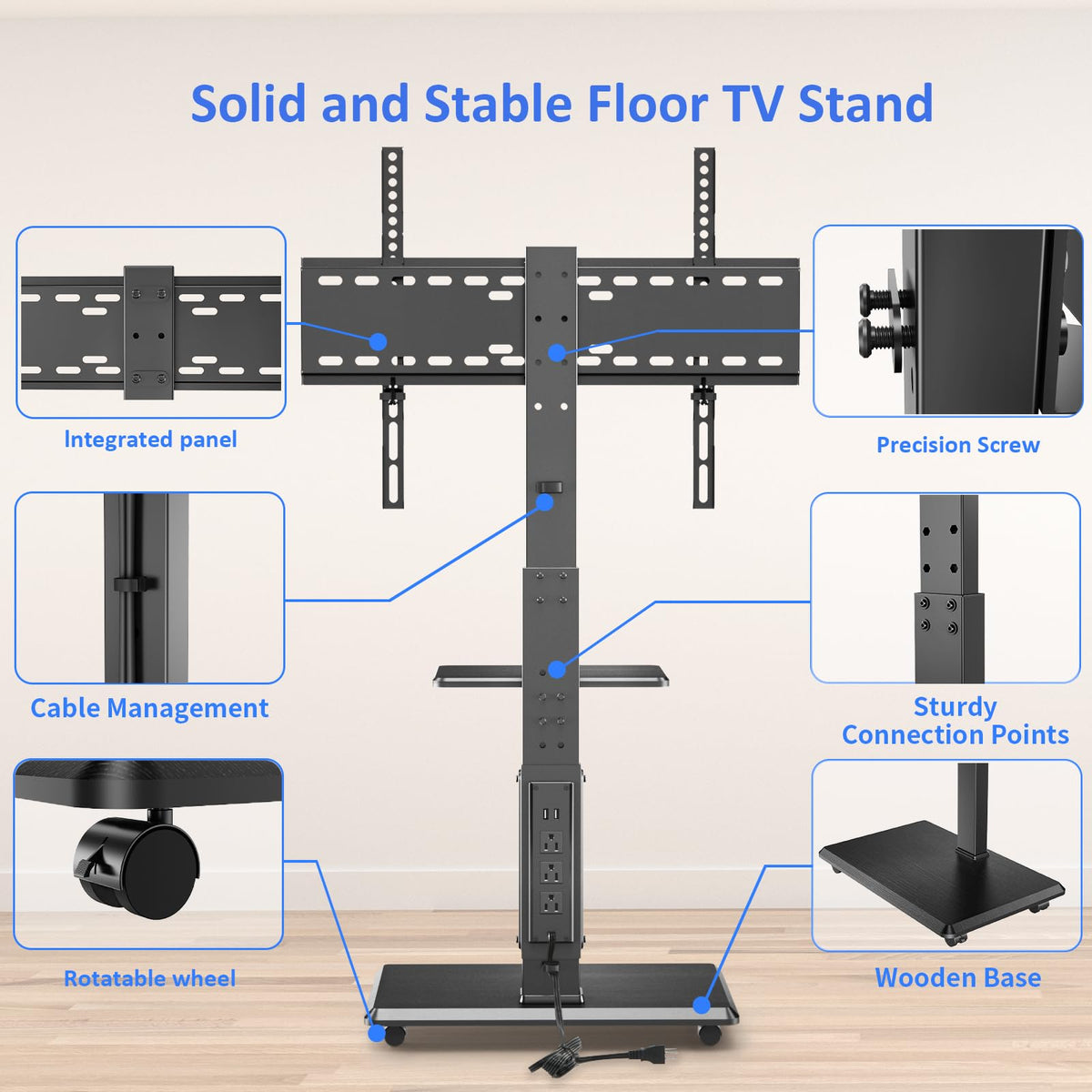 Rolling TV Stand with Power Outlet for 32-75" TV M4318