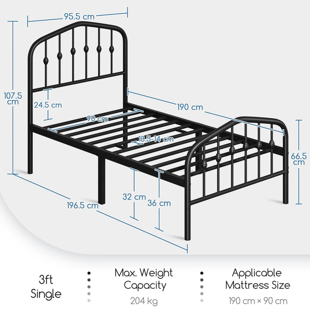 Twin Metal Bed Frame with Victorian Headboard M594432