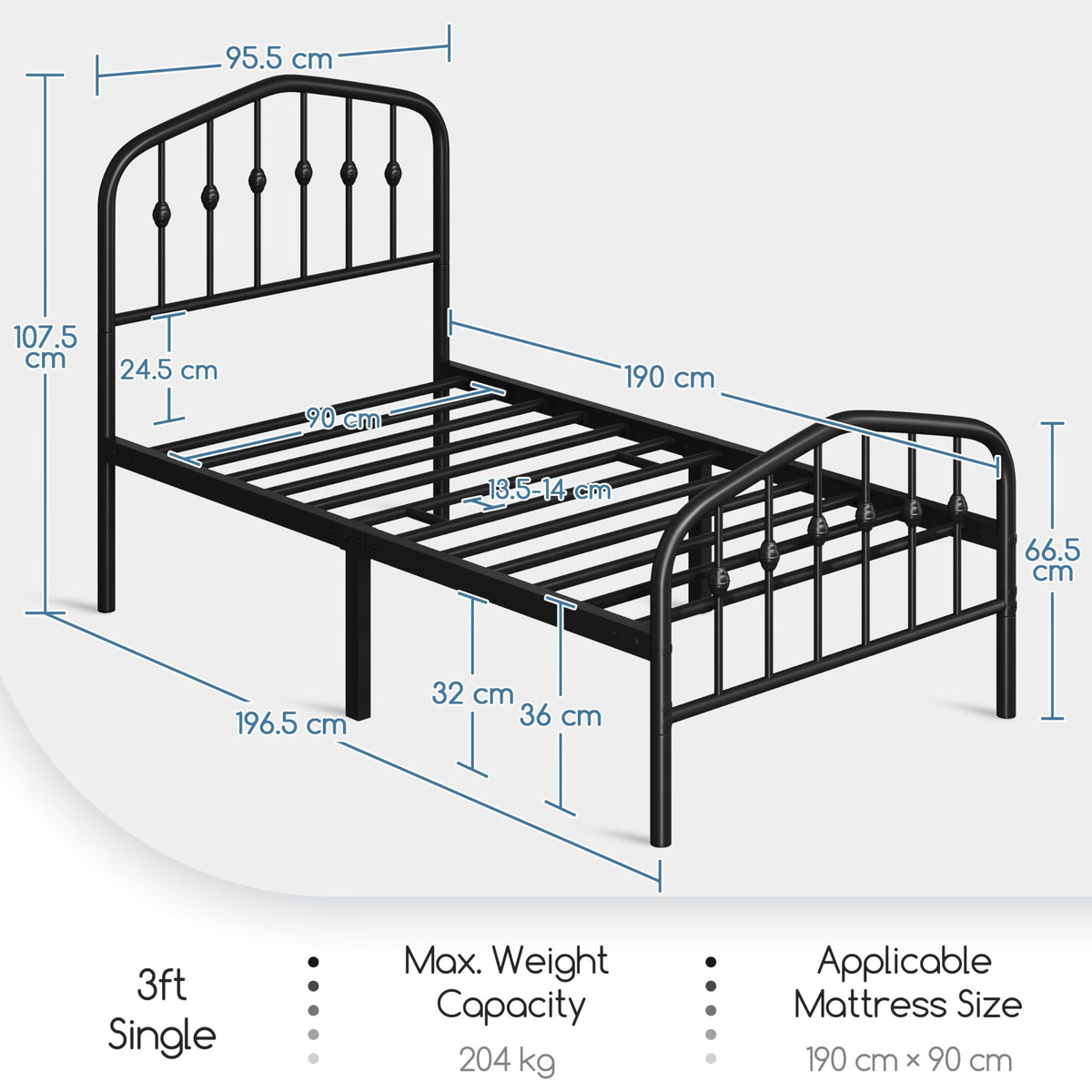 Twin Metal Bed Frame with Victorian Headboard M594432