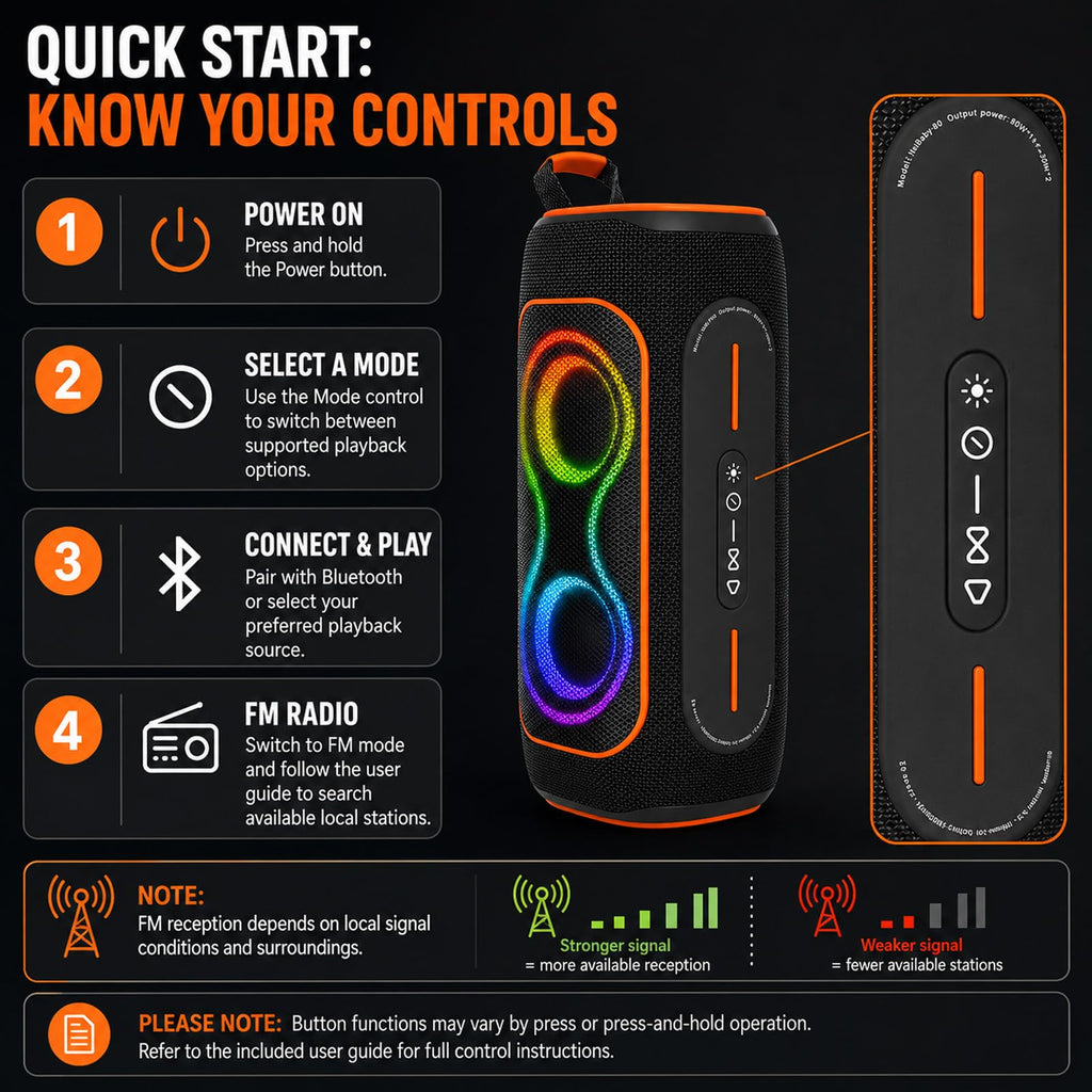 Black 80W Portable Bluetooth Speaker T275