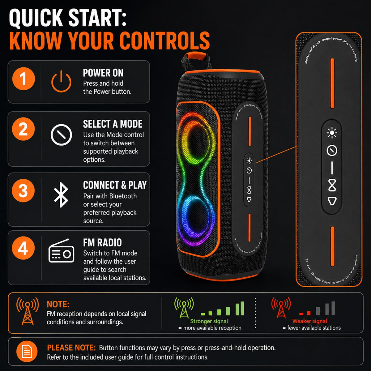 Black 80W Portable Bluetooth Speaker T275