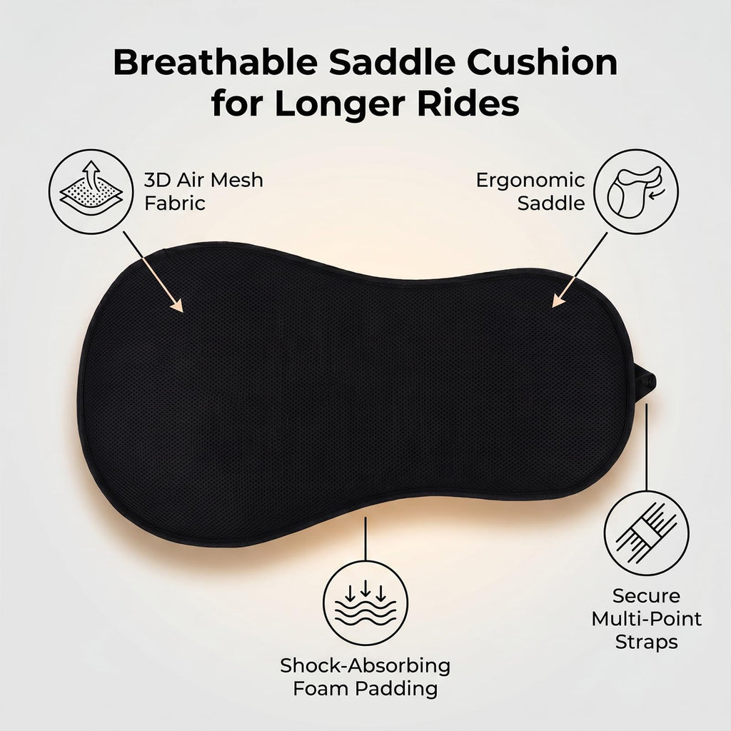Breathable Shock Absorbing Saddle Seat Cushion with Adjustable Straps P625