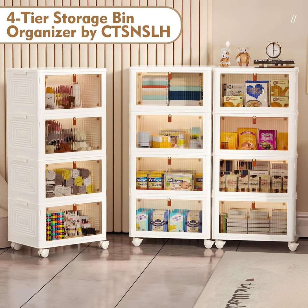 4 Tier Plastic Storage Bins with Lid 23QT W1937