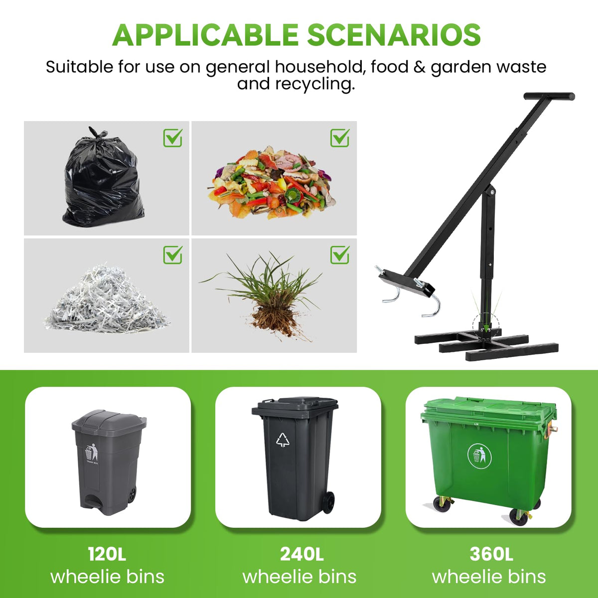 Manual Trash Compactor with Adjustable Handle K3349