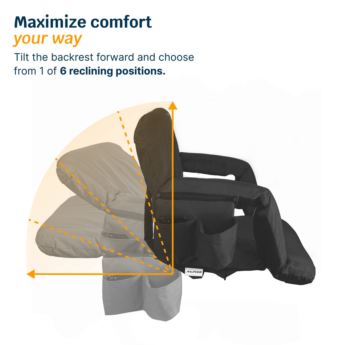 Stadium Seats with Back Support, Padded Cushion, Armrests, Side Pockets F153