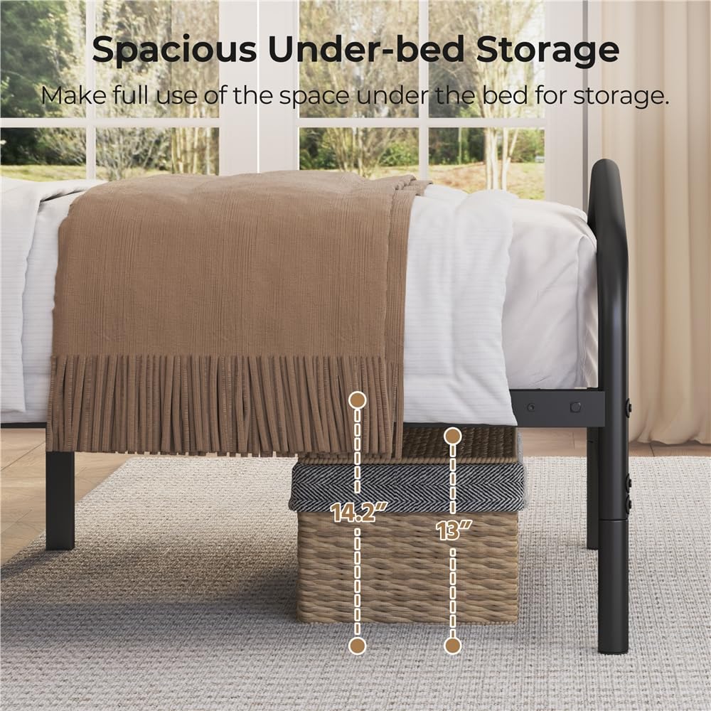 Twin Metal Bed Frame with Victorian Headboard M594432