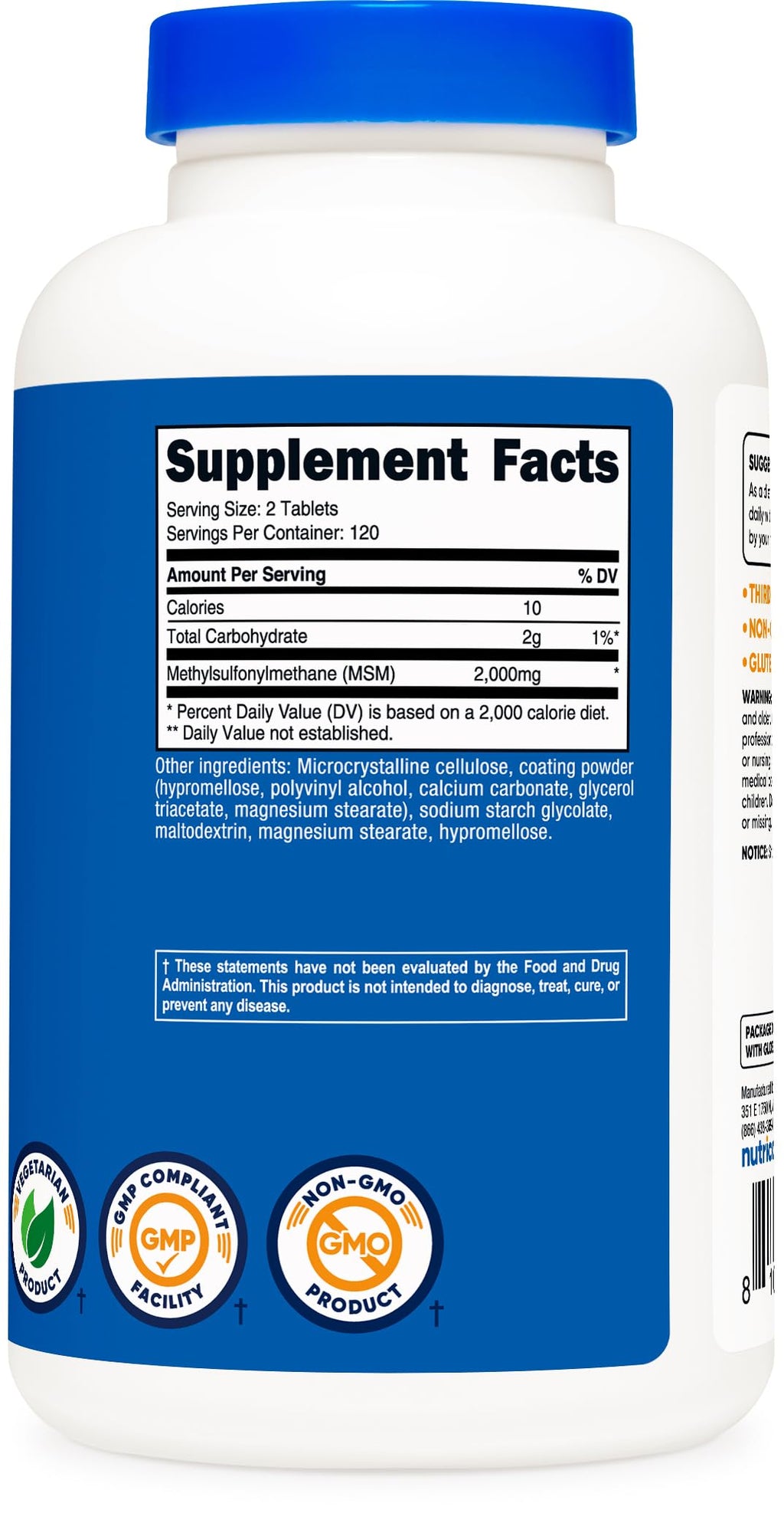 MSM Tablets 2000mg 240 Tablets J4989