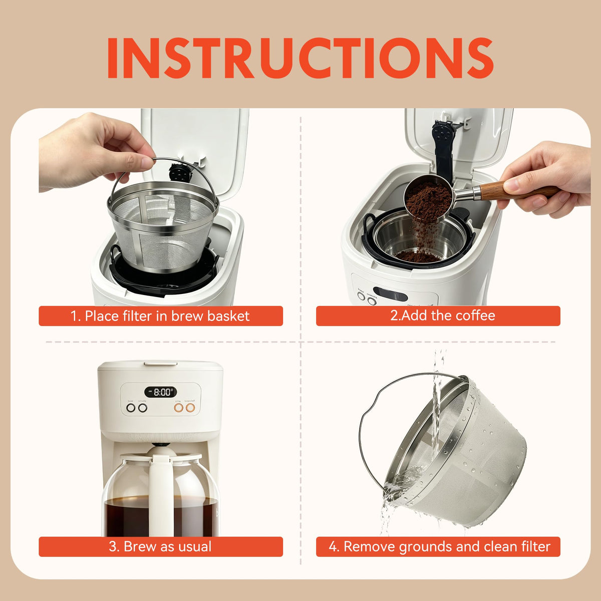 Stainless Steel Reusable Coffee Filter B7181