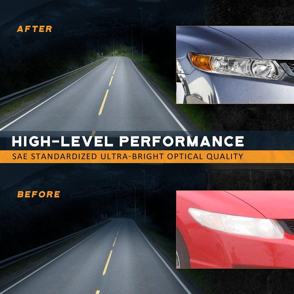 Headlight Assembly Pair Chrome Housing Amber Reflector V221
