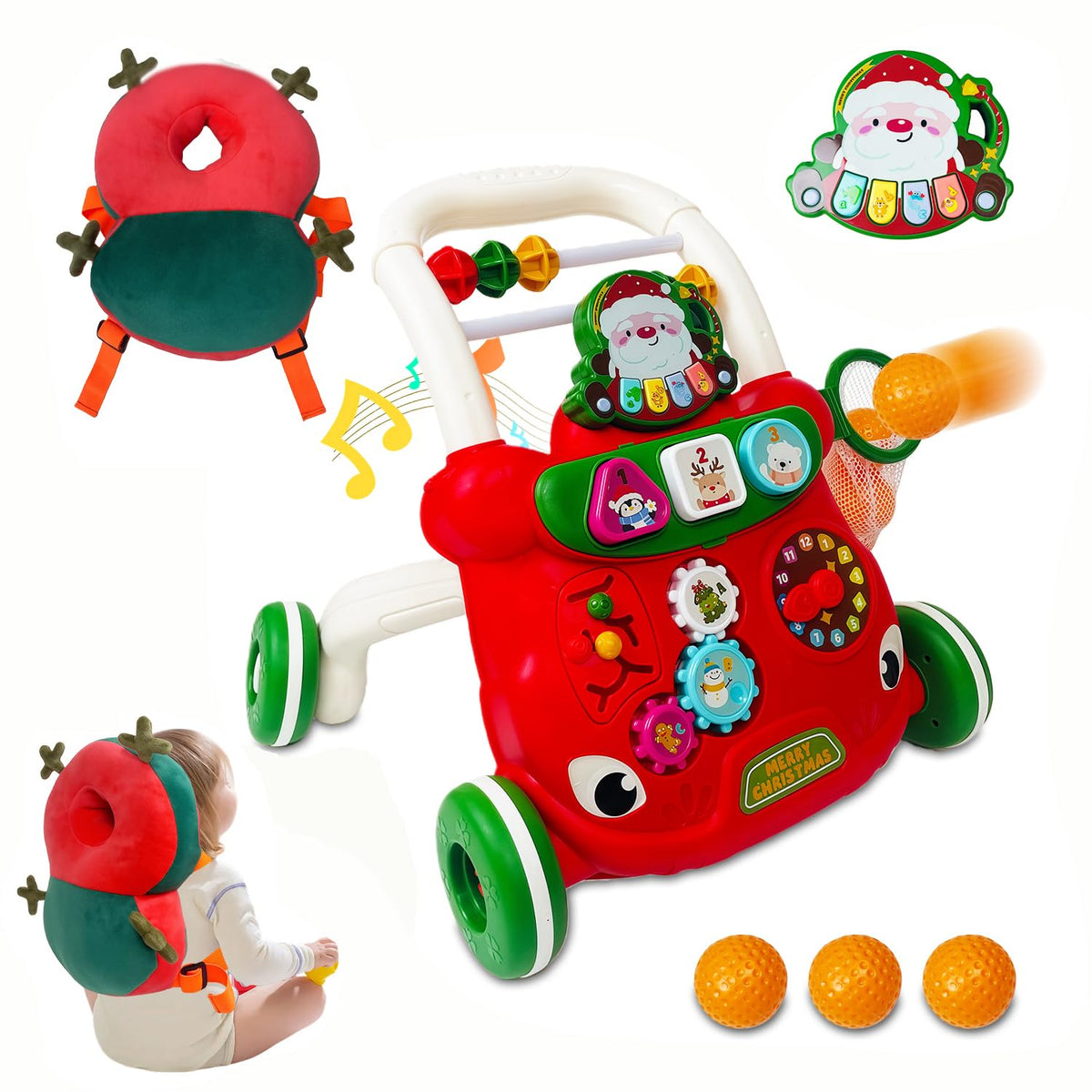 Baby Walker Toys Set with Head Protector Backpack X312