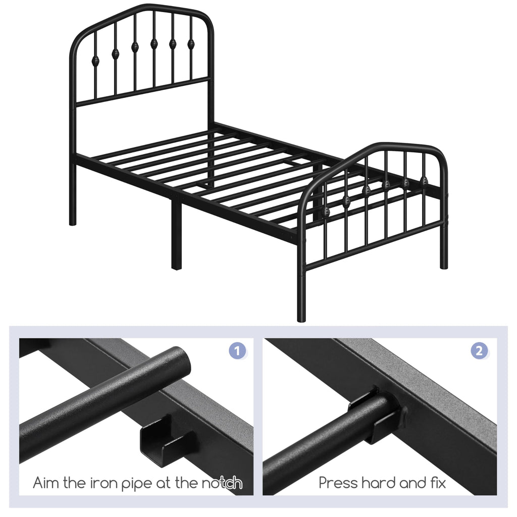 Twin Metal Bed Frame with Victorian Headboard M594432