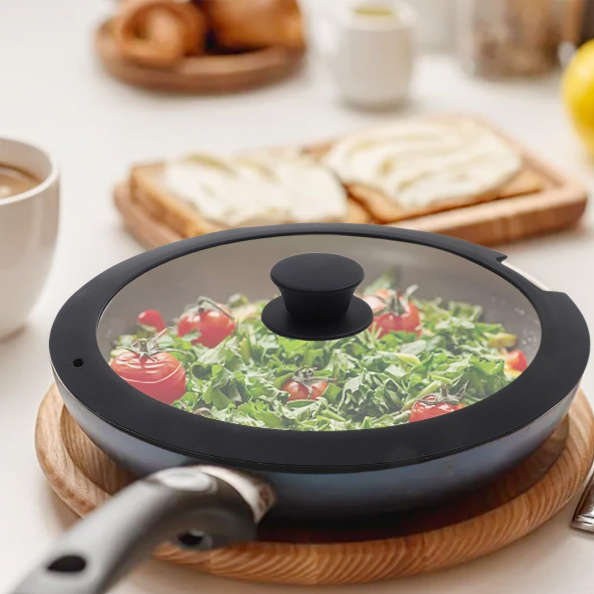 Silicone Pot Lid With Tempered Glass L1517
