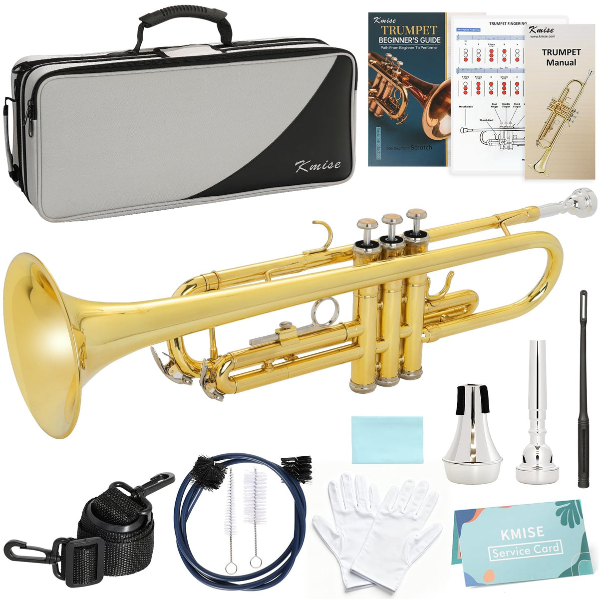 Bb Standard Brass Trumpet with Case, 7C Mouthpiece, Mute and Cleaning Kit O680629