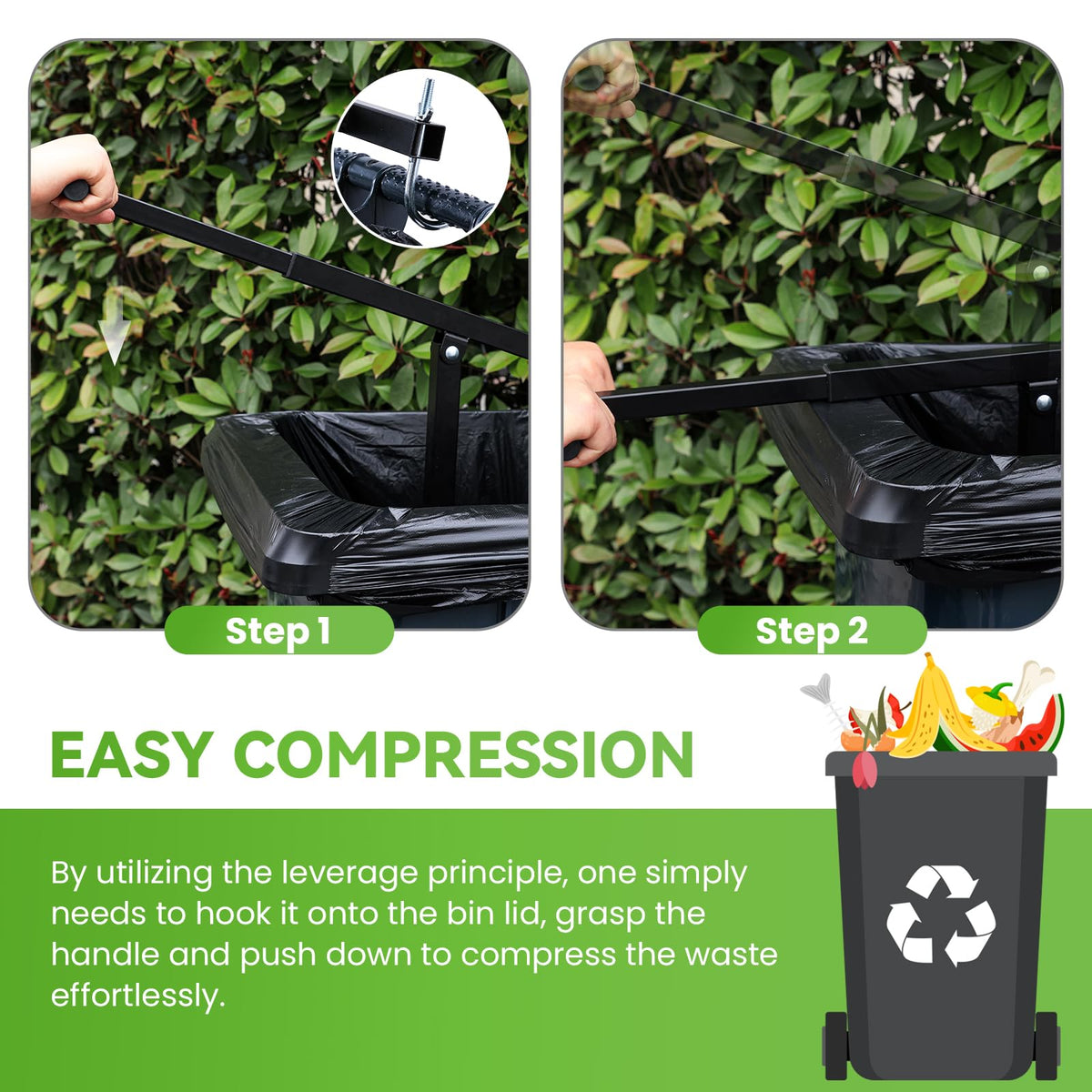 Manual Trash Compactor with Adjustable Handle K3349