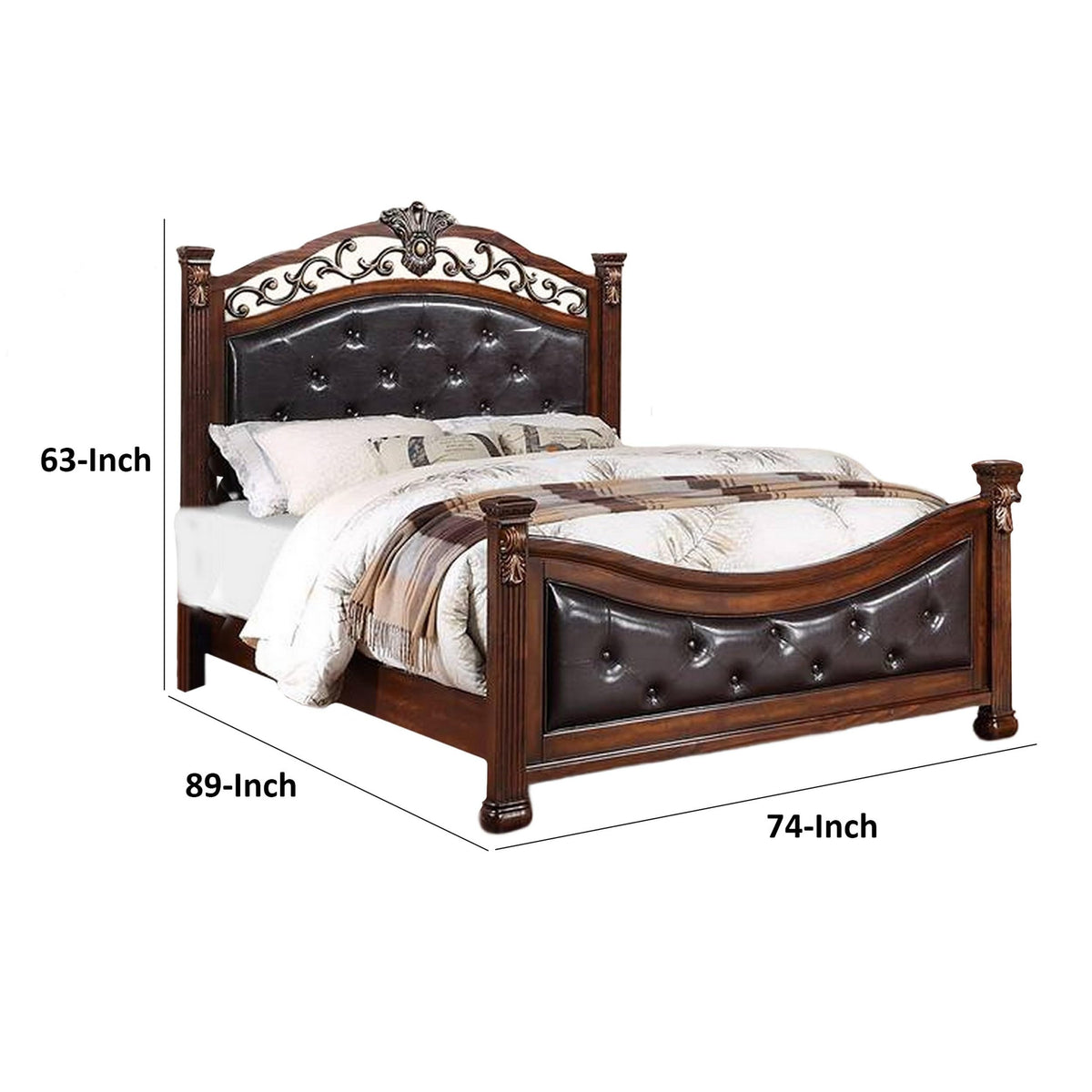California King Button Tufted Upholstered Bed P119