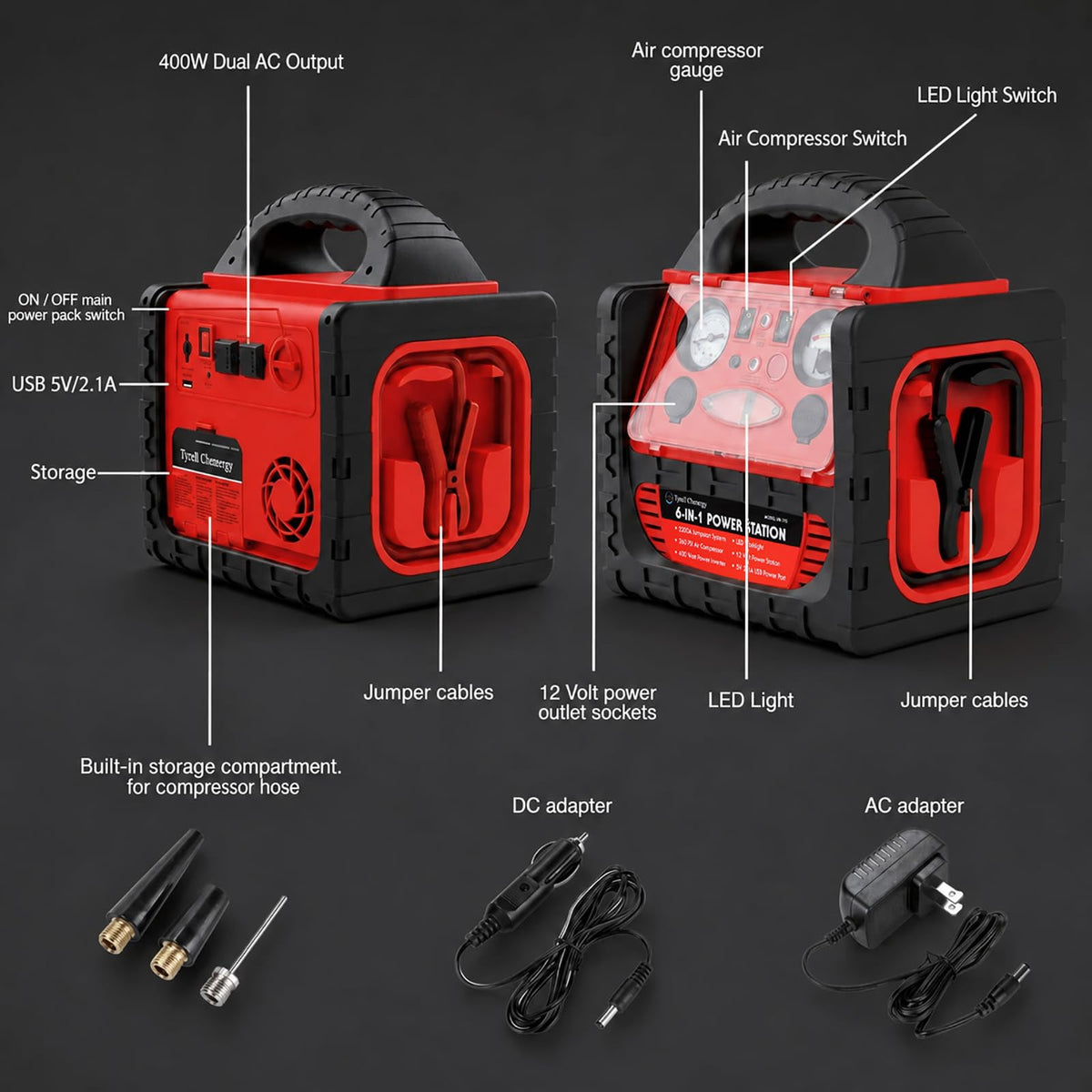 2200 Amp Car Jump Starter with Air Compressor G6387
