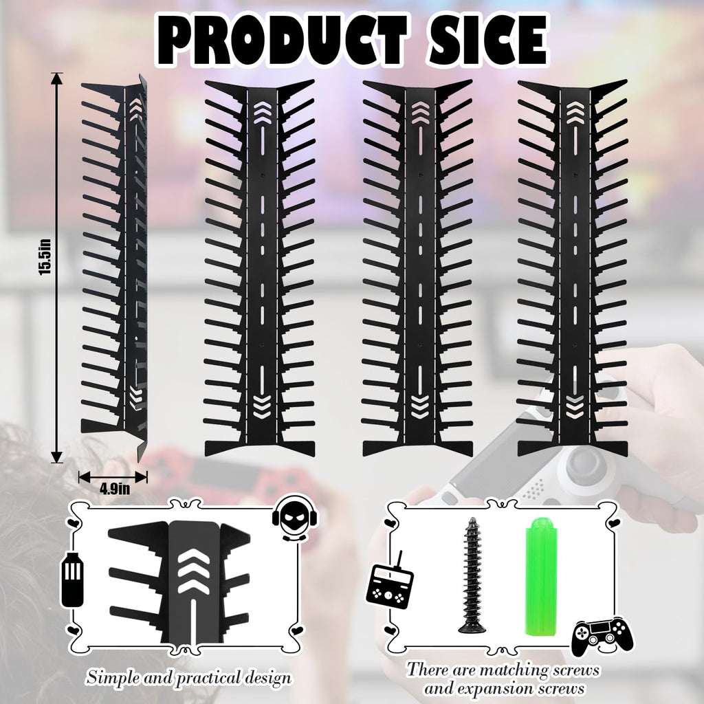 4-Pack Wall Mount Metal DVD Rack Holds 72 Games F18560