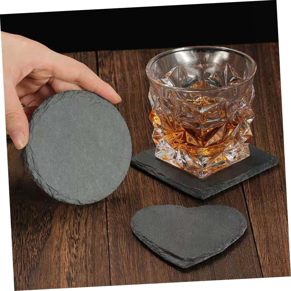 Black 12pcs Natural Stone Coasters D2580