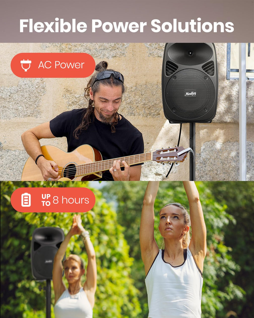 8 Inch Rechargeable Bluetooth PA System with Tripod Stands, Wired Mic J434