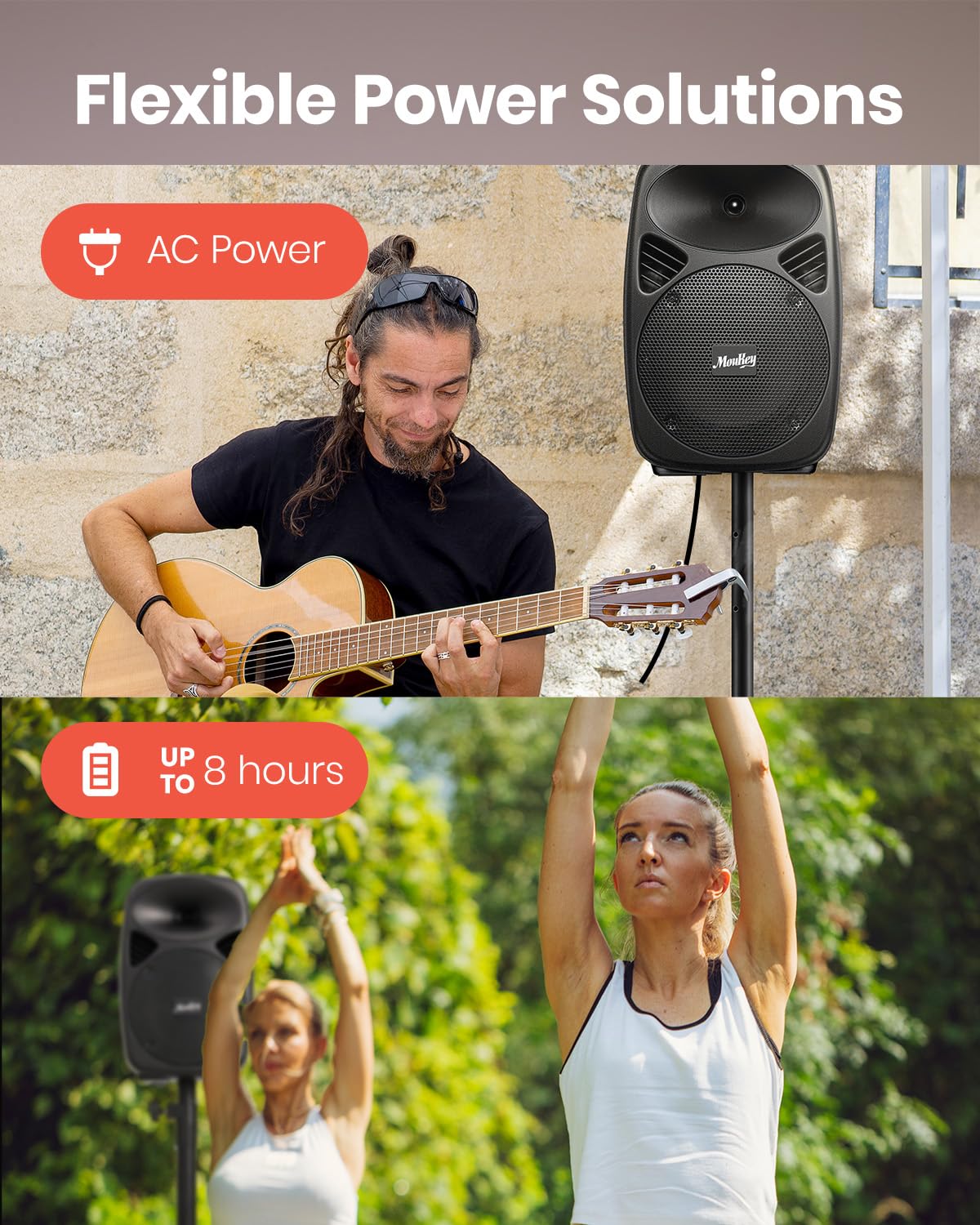 8 Inch Rechargeable Bluetooth PA System with Tripod Stands, Wired Mic J434