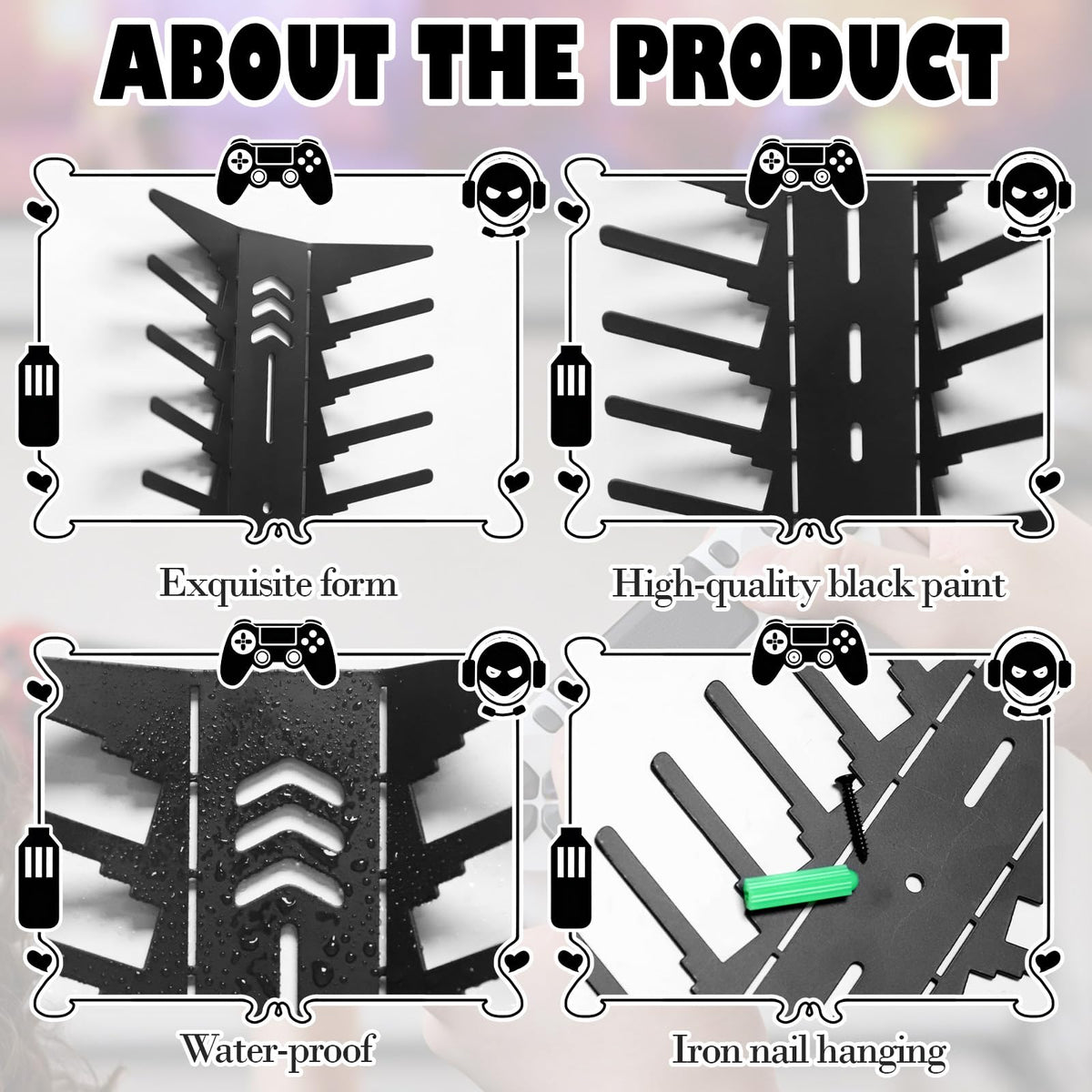 4-Pack Wall Mount Metal DVD Rack Holds 72 Games F18560